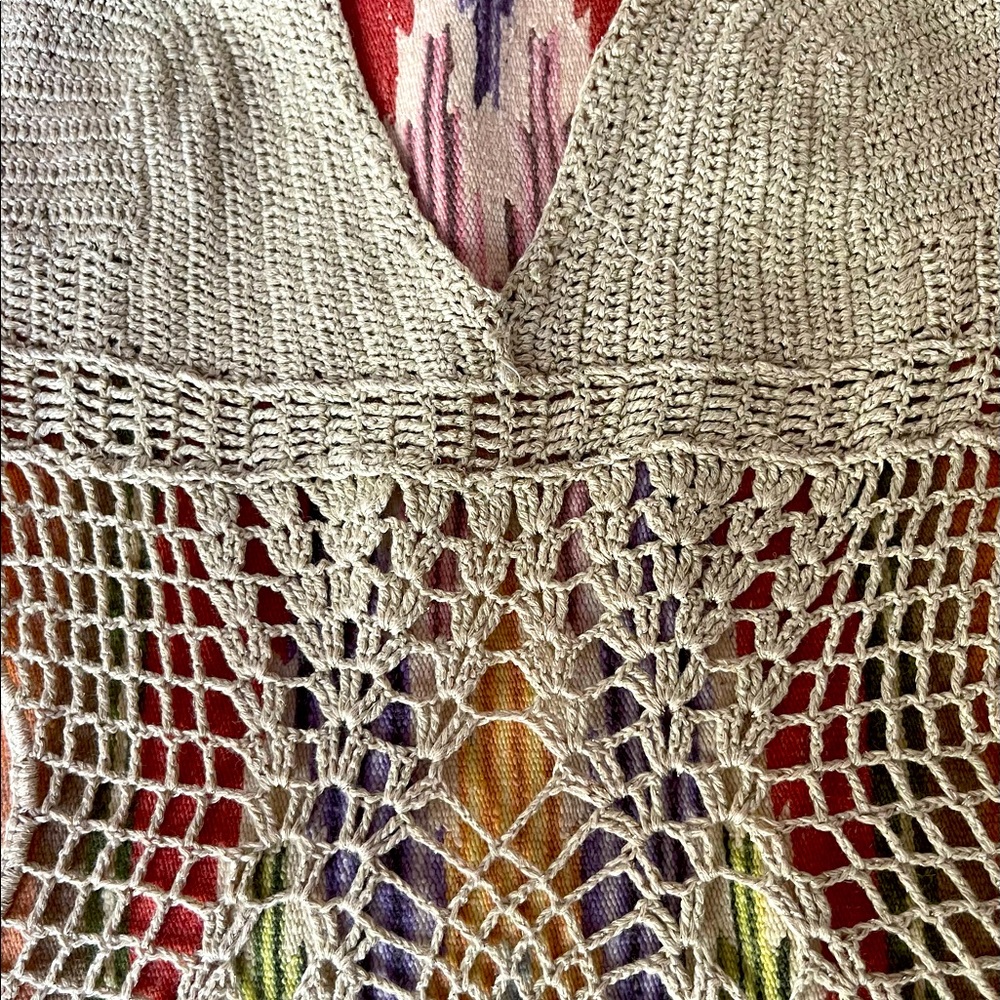 Insane crochet one-piece bathing suit. BCBG but no label. Fits 6-8 best.
